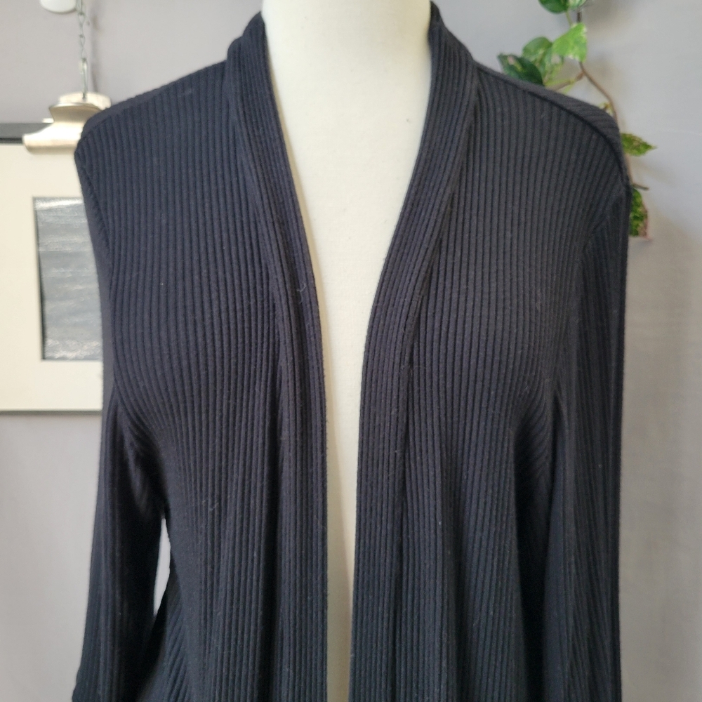 Whimsy + Row Frances Ribbed Modal Robe Duster Cardigan‎ Black M - Picture 5 of 16